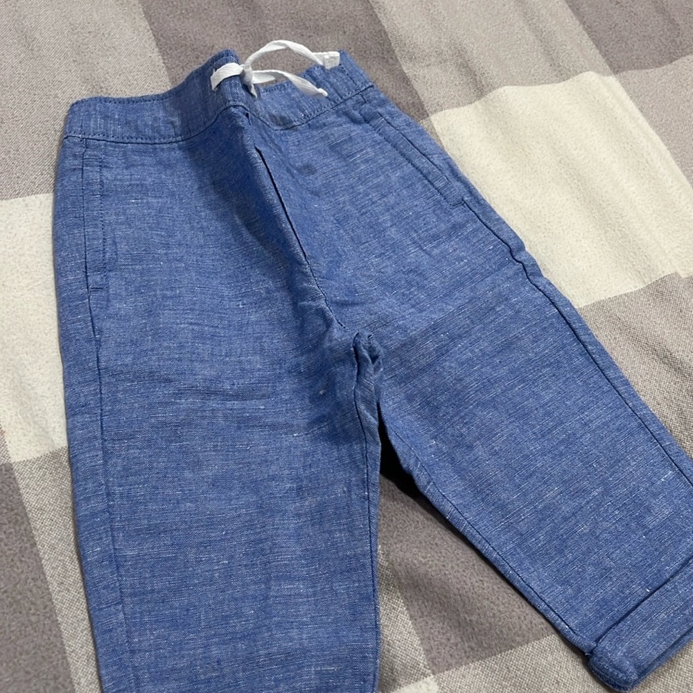 Janie and jack boys linen blue pants